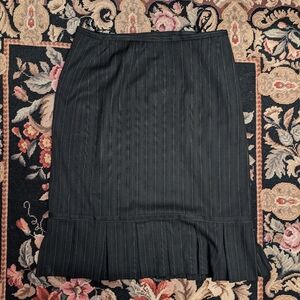 Womens Pinstripe Pencil Skirt with Ruffle Hem